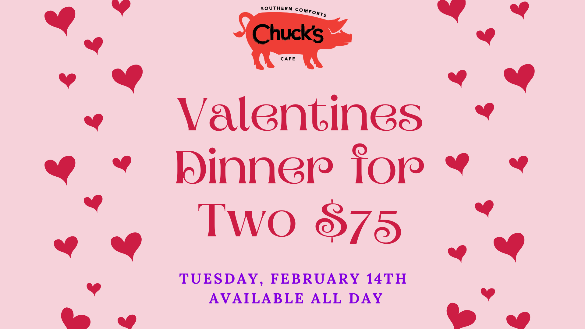 Chucks Valentine's Day Dinner for 2